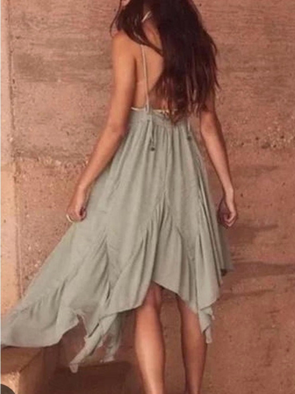 Free People Light Sage Asymmetric Slip Dress - Women's Summer Dress